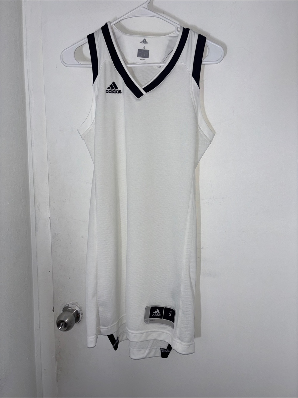 adidas White and Black Sleeveless Basketball Jersey